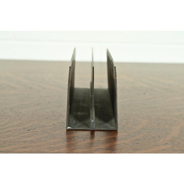 Metal Heintz Arts & Crafts Sterling Silver on Bronze Letter Rack For Sale - Image 7 of 11