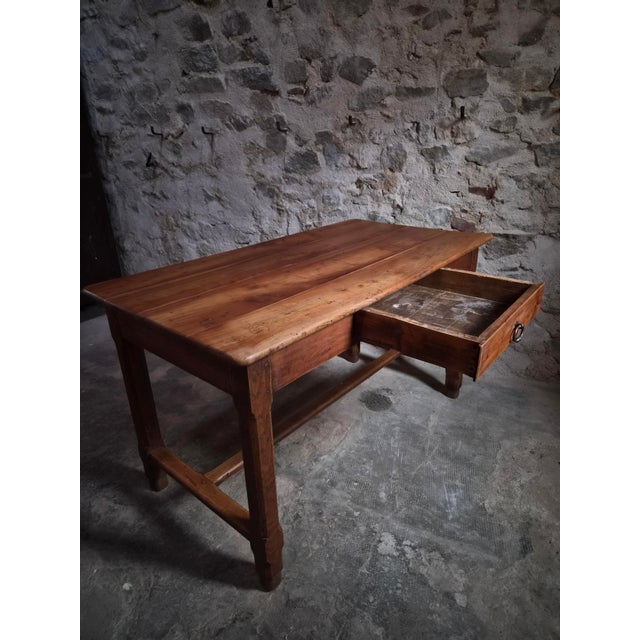 Rustic Antique French Farmhouse Table in Cherry, 1750s For Sale - Image 3 of 18