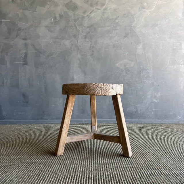 Late 20th Century Vintage Elm Wood Wheel Side Table #A53 For Sale - Image 5 of 8