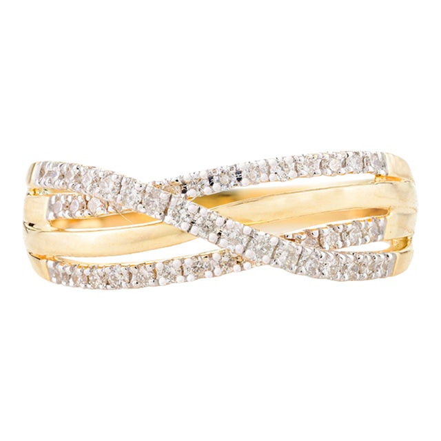 Crossover Natural Diamond Engagement Ring Size 6 For Sale