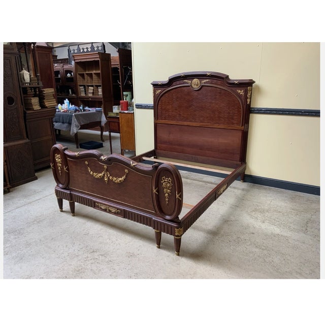 Antique Art Nouveau Ornate Bed in Fire-Gilt Bronze, 1900 For Sale - Image 4 of 10