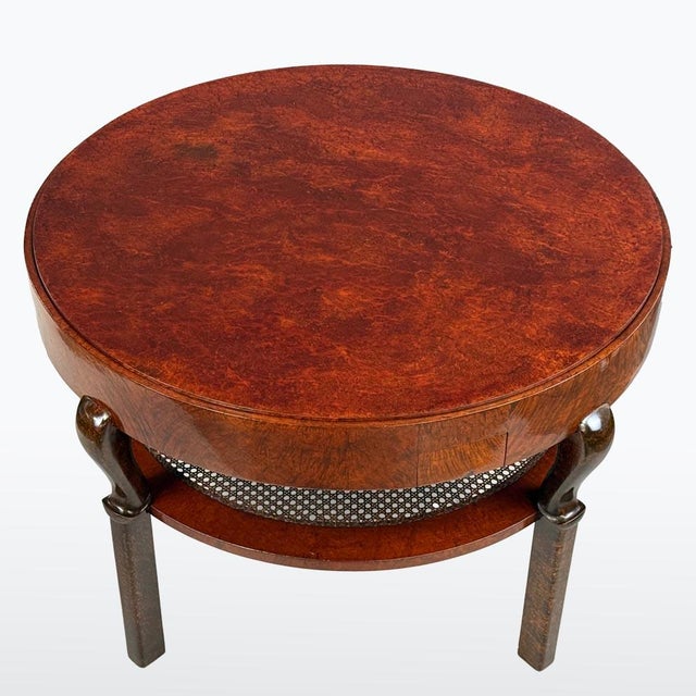 Art Deco Round Card and Game Table, Bohemia, 1930s For Sale - Image 3 of 10
