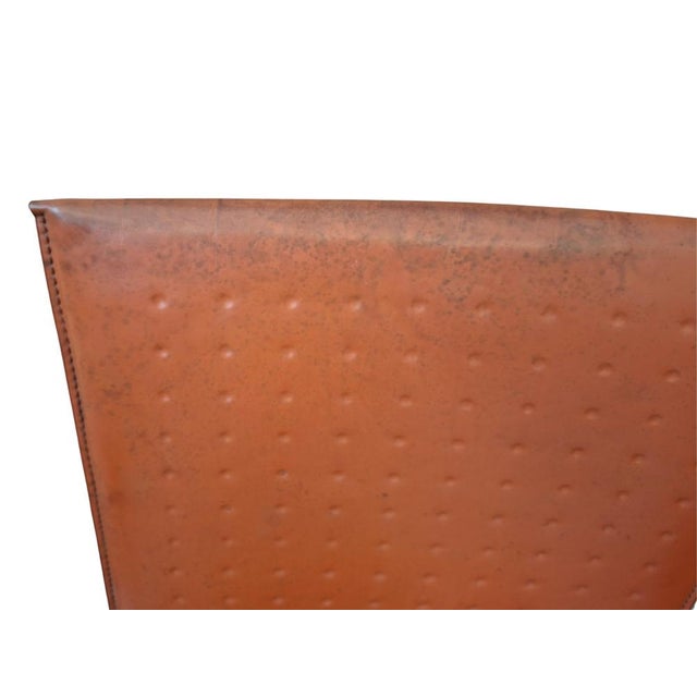 Vintage Chairs in Orange Leather and Iron, 1980, Set of 4 For Sale - Image 6 of 11