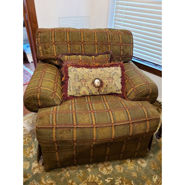 Traditional Sherrill Overstuffed Chairs and Ottoman - 3 Pieces for $600 For Sale - Image 3 of 10