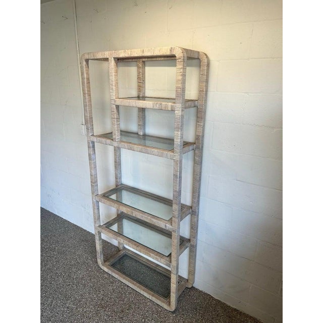 1980s Palm Beach Whitewashed Rattan Etagere For Sale - Image 5 of 18