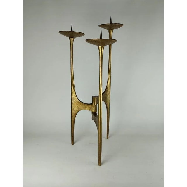 Mid-Century Modern Large Brutalistic Floor Candlesticks in Bronze, 1960s For Sale - Image 3 of 13