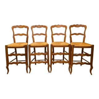 Vintage French Country Bar Stools - Set of 4 For Sale