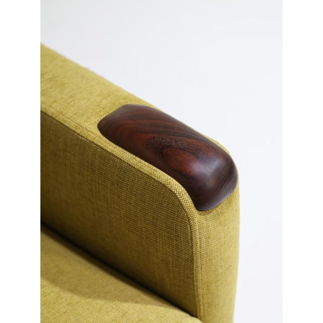 Mid-Century Modern Vintage Lounge Chairs in Teak and Yellow Fabric, 1960s, Set of 2 For Sale - Image 3 of 13