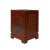 Chinoiserie Distressed Brick Red Flowers Graphic Rhombus Shape Wood Holder For Sale - Image 3 of 9