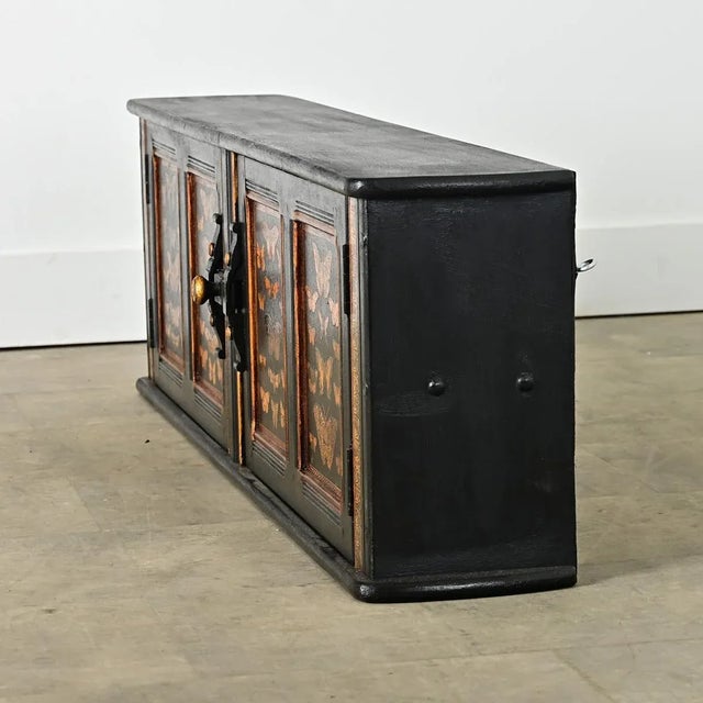 English English Vintage Wall Cabinet With Recent Paint & Decoupage For Sale - Image 3 of 12