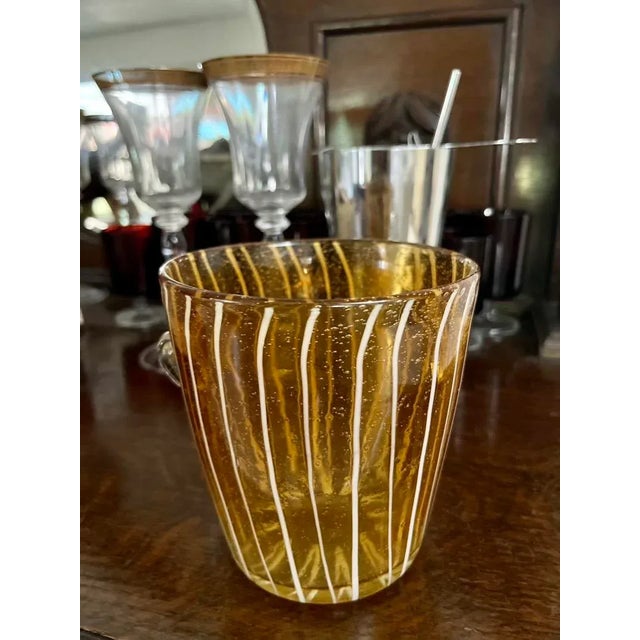 Glass Vintage Italian Amber Glass Ice Bucket by Venini For Sale - Image 7 of 7