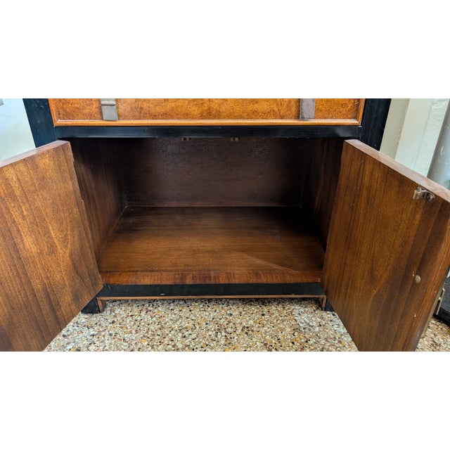 Black Vintage Century "Chin Hua" Nightstand - Burl Wood & Black Lacquer For Sale - Image 8 of 9