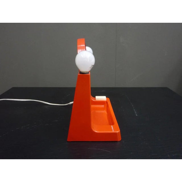 1970s Space Age Orange Plastic Makeup Mirror with Lighting by Neckermann, 1970s For Sale - Image 5 of 9