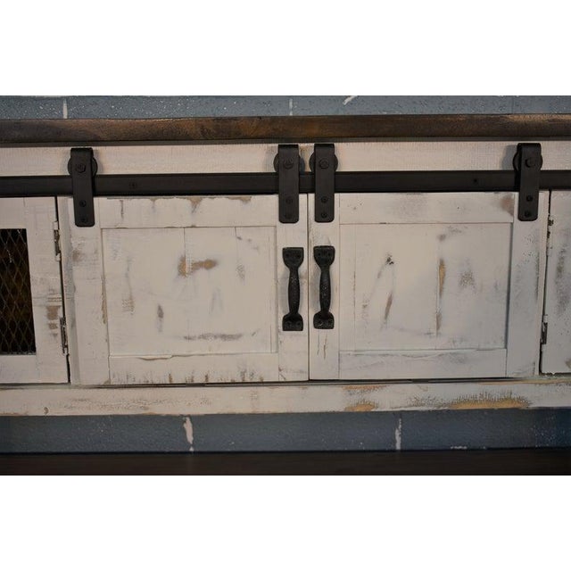 Crafters and Weavers Greenview Sliding Door Console Table - Distressed White For Sale In Chicago - Image 6 of 7