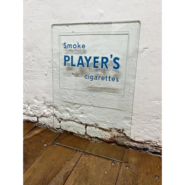 1930s Early 20th Century Players Cigarettes Reverse-Printed Glass Advertising Panel, 1930 For Sale - Image 5 of 6