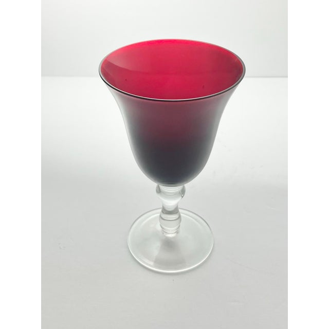 1990s 1990s Ruby Red Water, Wine or All Purpose Glasses - Set of 7 For Sale - Image 5 of 5