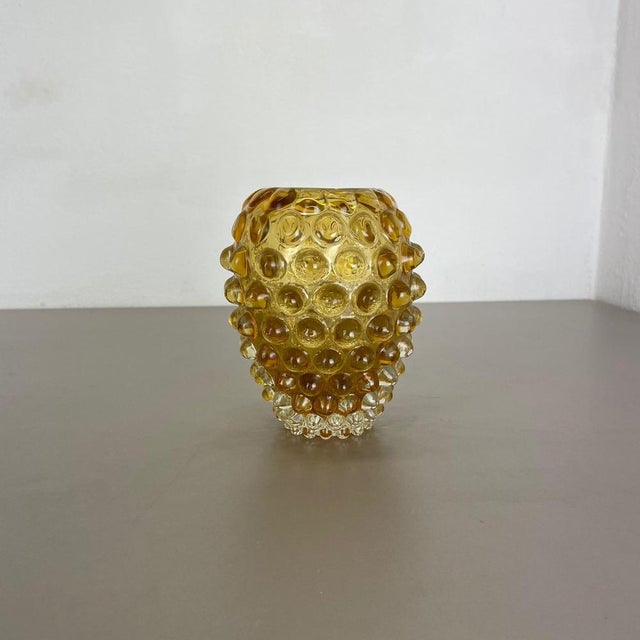 Glass Yellow Murano Lenti Glass Vase Element attributed to Ercole Barovier and Toso, Italy, 1960s For Sale - Image 7 of 18