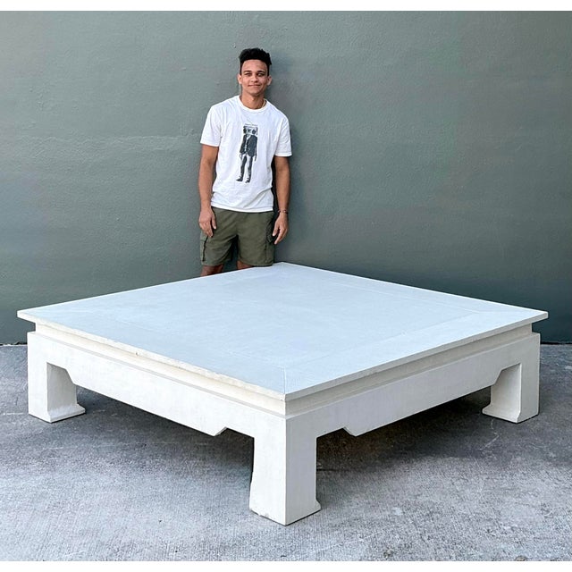 This monumental vintage coffee table is a tour de force of late 20th-century design, offering a commanding presence and...