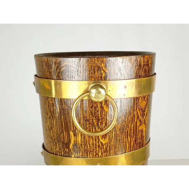 Metal French Oak Aluminum and Brass Ice Bucket from Geraud Lafitte Ouvrier, 1950s For Sale - Image 7 of 9