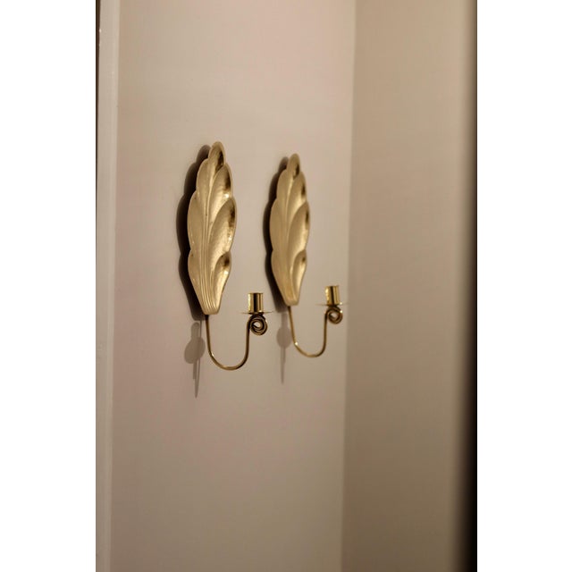 1950s Mid-Century Swedish Brass Sconces by Firma Lars Holmström, 1950s, Set of 2 For Sale - Image 5 of 8
