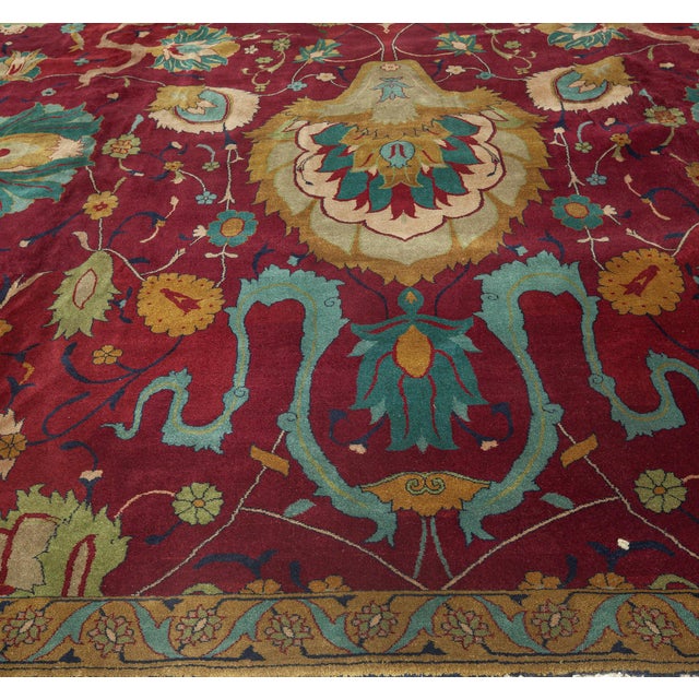 Purple Early 20th Century Purple Background Floral Indian Handmade Wool Rug For Sale - Image 8 of 8