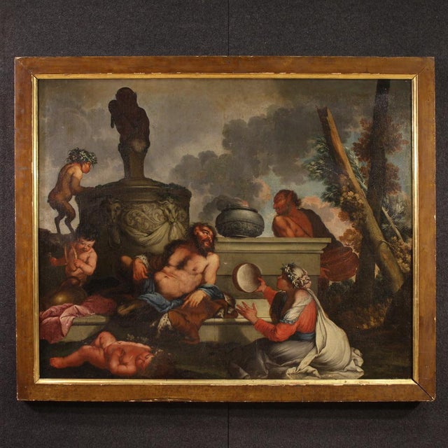 Great 17th Century Mythological Painting, Bacchanal, 1650, Oil on Canvas For Sale - Image 15 of 15