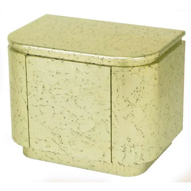 Wood Champagne Gilt and Flecked Radius Edge Nightstands - a Pair For Sale - Image 7 of 10