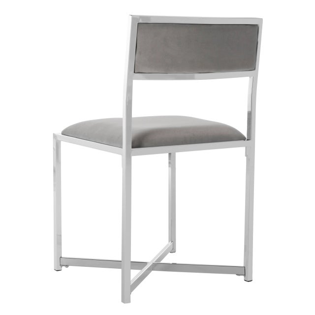 Metal Chrome Side Chair in Grey & Chrome - a Pair For Sale - Image 7 of 10