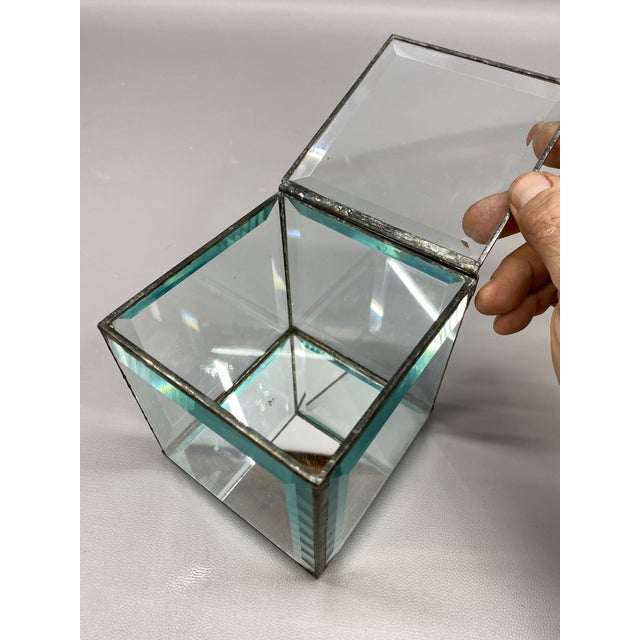 1980s 1980s Faceted Crystal Panel Showcase Cube For Sale - Image 5 of 8