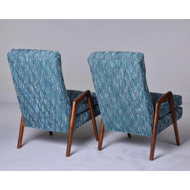 Mid Century Italian Chairs With New Teal Tweed Upholstery - Pair For Sale - Image 4 of 13