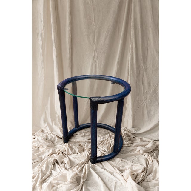 Mid-Century Modern Round Glass and Wooden Side Table, 1970s For Sale - Image 16 of 16