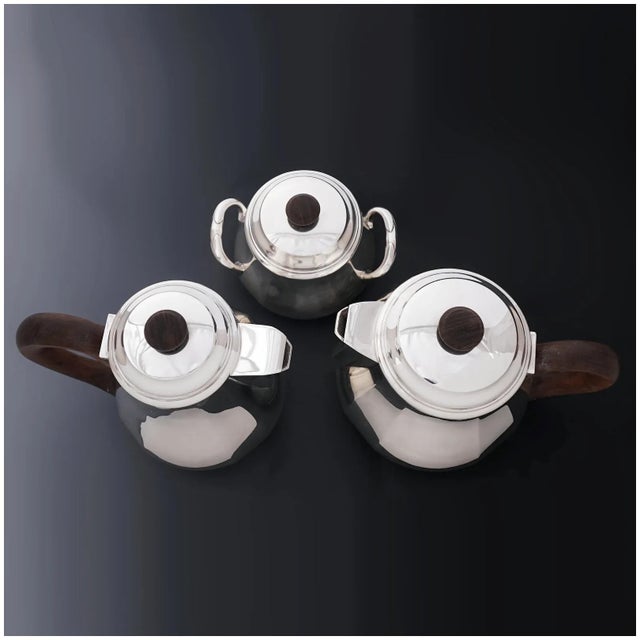 Early 20th Century Art Deco French Sterling Silver 4 Piece Tea / Coffee Set, Teapot & Coffee Pot For Sale - Image 6 of 10