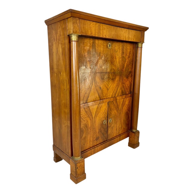 Large French Empire Walnut Secretaire Abattant, Early 20th Century For Sale