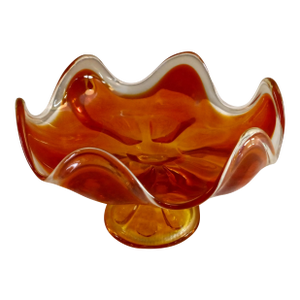 Vintage 1960's Viking Epic "Six Petal" Persimmon Footed Base 7"