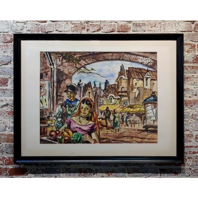 Frank Howard Bowers -Young Couple at the French Market -Painting 1954 For Sale - Image 10 of 10