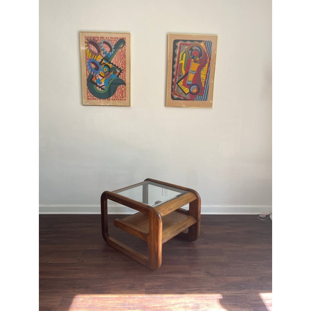 1970s Postmodern Walnut Waterfall Coffee Table Attributed to Lou Hodges for Mersman For Sale - Image 10 of 10