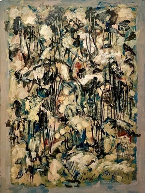 David Rankin, Australian American D. Rankin Abstract Expressionist Oil Painting Rocky Hillside, 1990