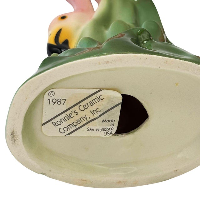 1987 Ceramic Flamingo Tropical Candle Holder Pair by Ronnie's Ceramic Company For Sale In Los Angeles - Image 6 of 6