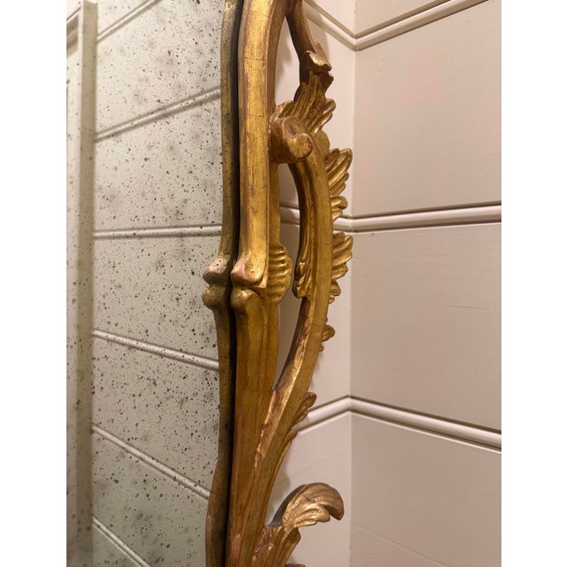 Custom Italian Rococo Mirror With Hand-Carved, Gilt Wood Frame For Sale - Image 9 of 12
