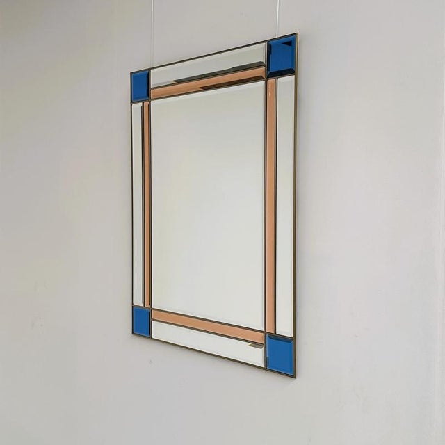 Vintage Italian Brass Beveled Mirror, 1980s For Sale - Image 6 of 13