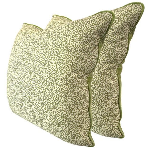 Abstract Pair of 22'' Leopard & Velvet Pillows For Sale - Image 3 of 8