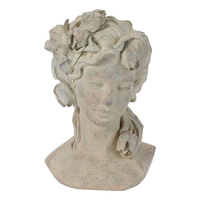 Floral Woman Bust Planter 10.5"H For Sale