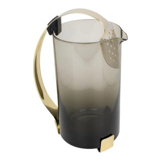 Barware Cocktail Glass and Aluminum Pitcher, Italy circa 1960 For Sale