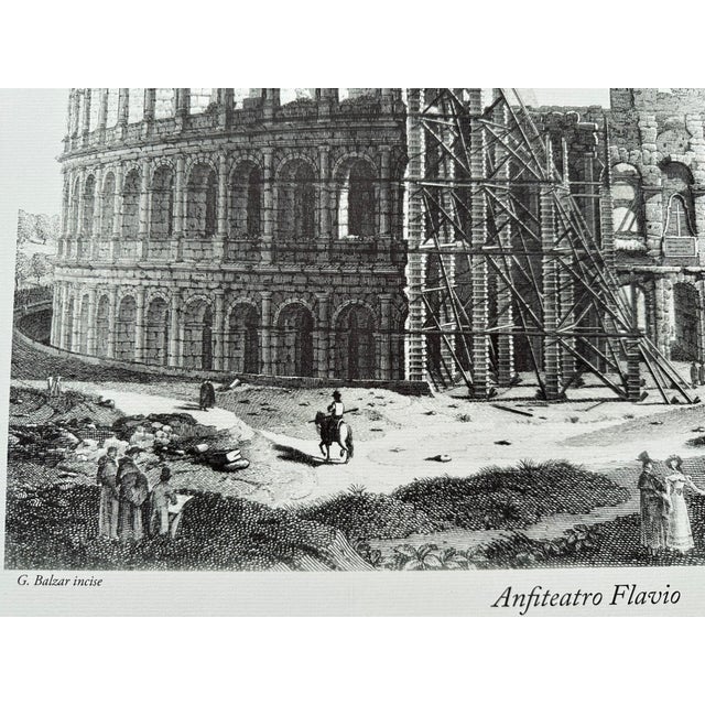 Paper 1980s Vintage Architectural Framed Print Engraving Rome Colosseum Italy G Balzar For Sale - Image 7 of 10