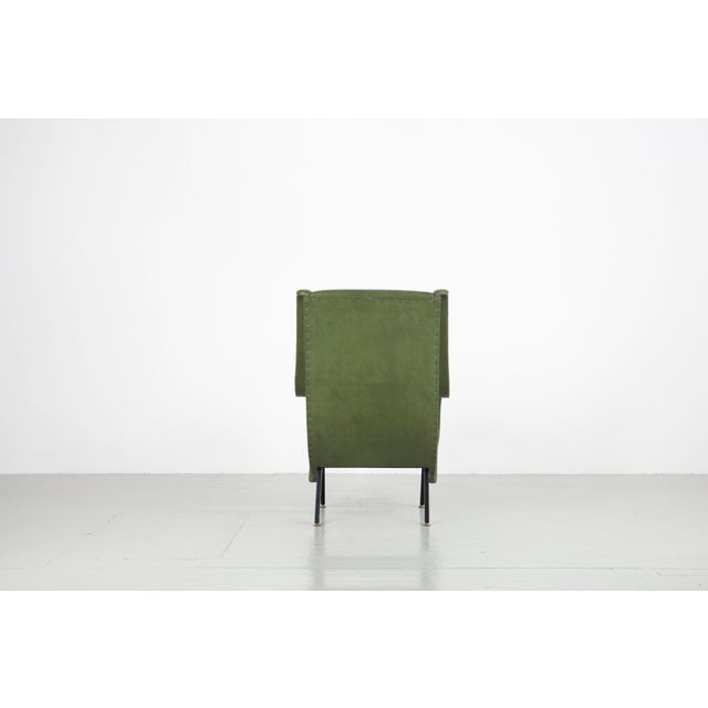1950s Mid-Century Italian Green Leatherette Armchair, 1950s For Sale - Image 5 of 14