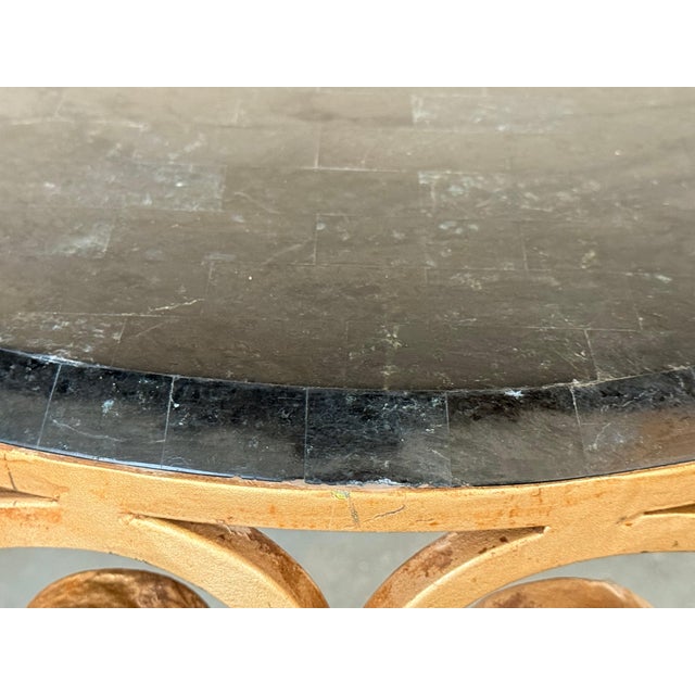 French 19th Louis XV Wrought Iron Gilded Console with Marble top and Low Shelve For Sale - Image 14 of 18