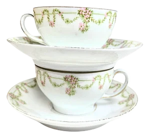 Ropes of Roses Teacups and Saucers- Set of Four