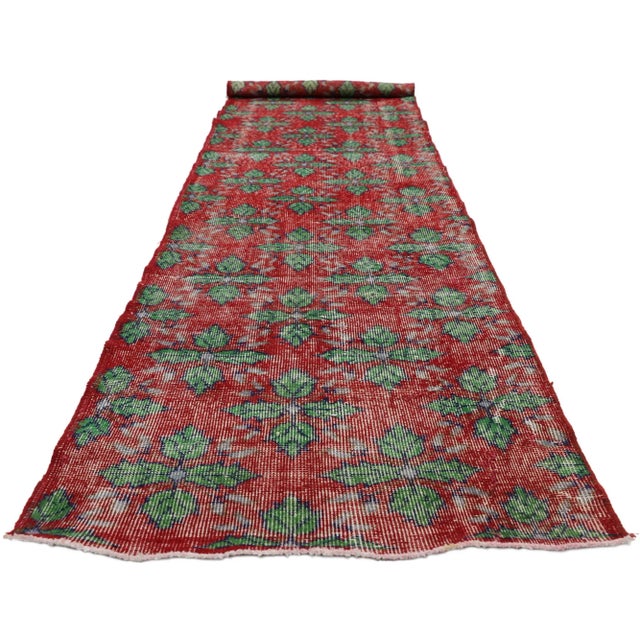 Red Mid 20th Century Vintage Turkish Sivas Runner - 02'09 x 11'03 For Sale - Image 8 of 10