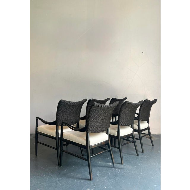 Vintage Boho Palecek “Catalina Cane” Arm Chairs - Set of 6 For Sale In West Palm - Image 6 of 11