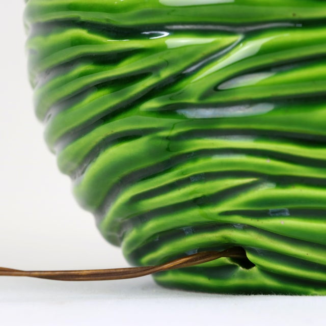 Vintage Table Lamp in Green Glazed Ceramic and Acrylic Glass, Italy, 1970s For Sale - Image 4 of 6